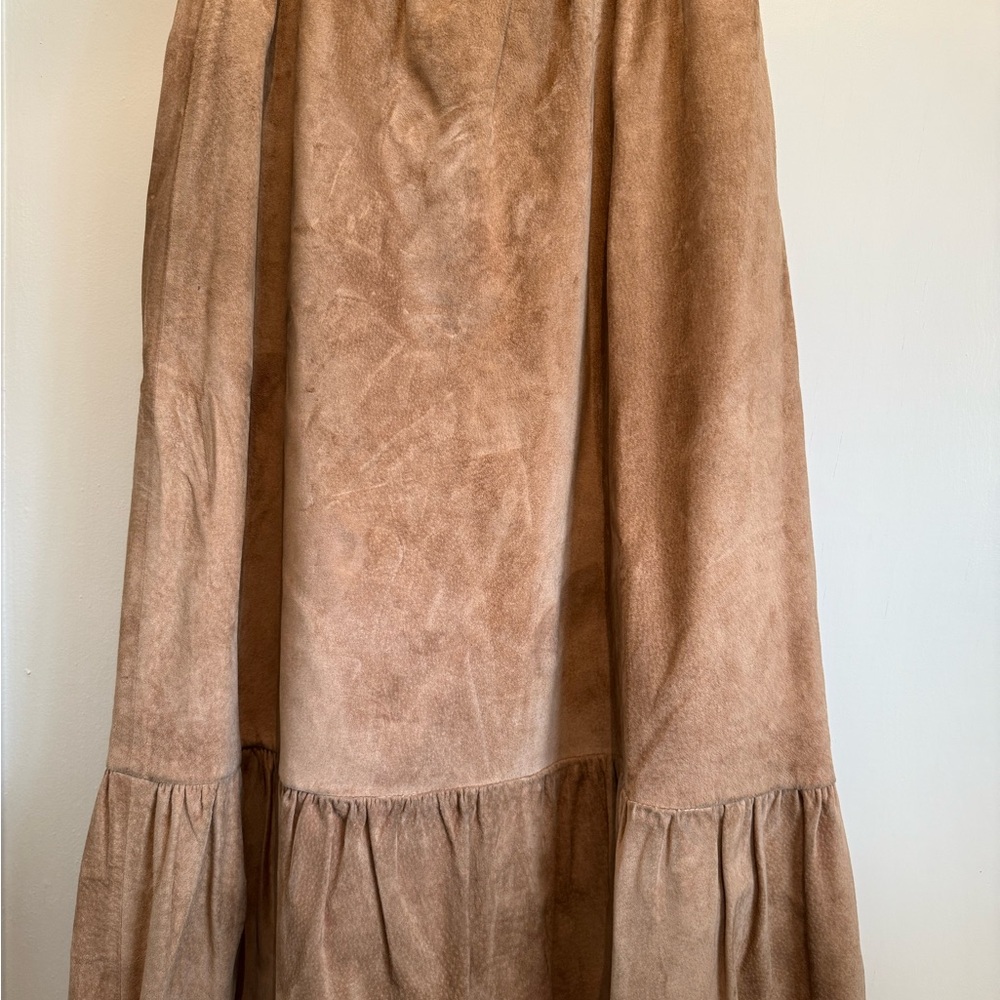 Elegant Tan Suede Women's Skirt